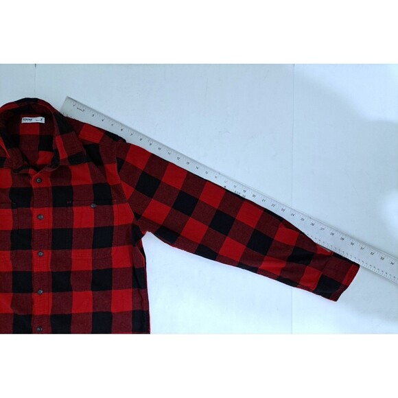 Sonoma Mens Medium Flannel Red Black Check Plaid Lumberjack Shirt Button - Picture 8 of 8